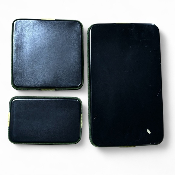 Vintage 3 Piece Lacquerware Nesting Tray Set Christmas Holly  Japan server - Picture 8 of 9